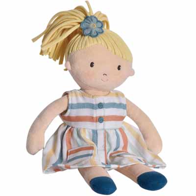 Poupée Bonikka Neva 39 Cm - Poupée En Tissu Cheveux Blancs Tressés, Robe Gris Clair, Lavable à La Main - 6
